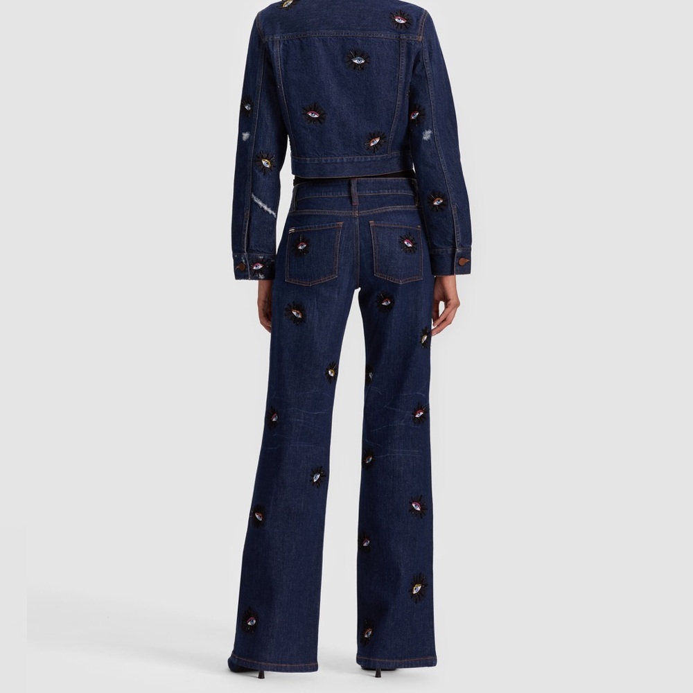 NWOT Alice + Olivia ROXIE EMBELLISHED JEAN - Picture 3 of 12